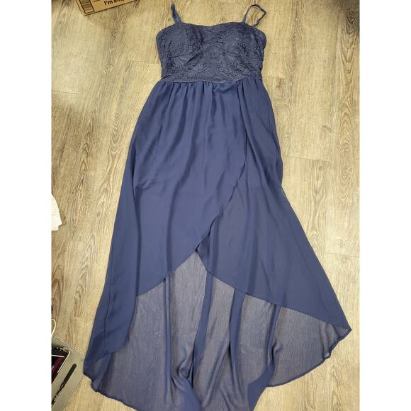 Lily Rose Dresses & Skirts - Lily Rose Navy Blue Women's High Low Strap Dress XXL Lace Top